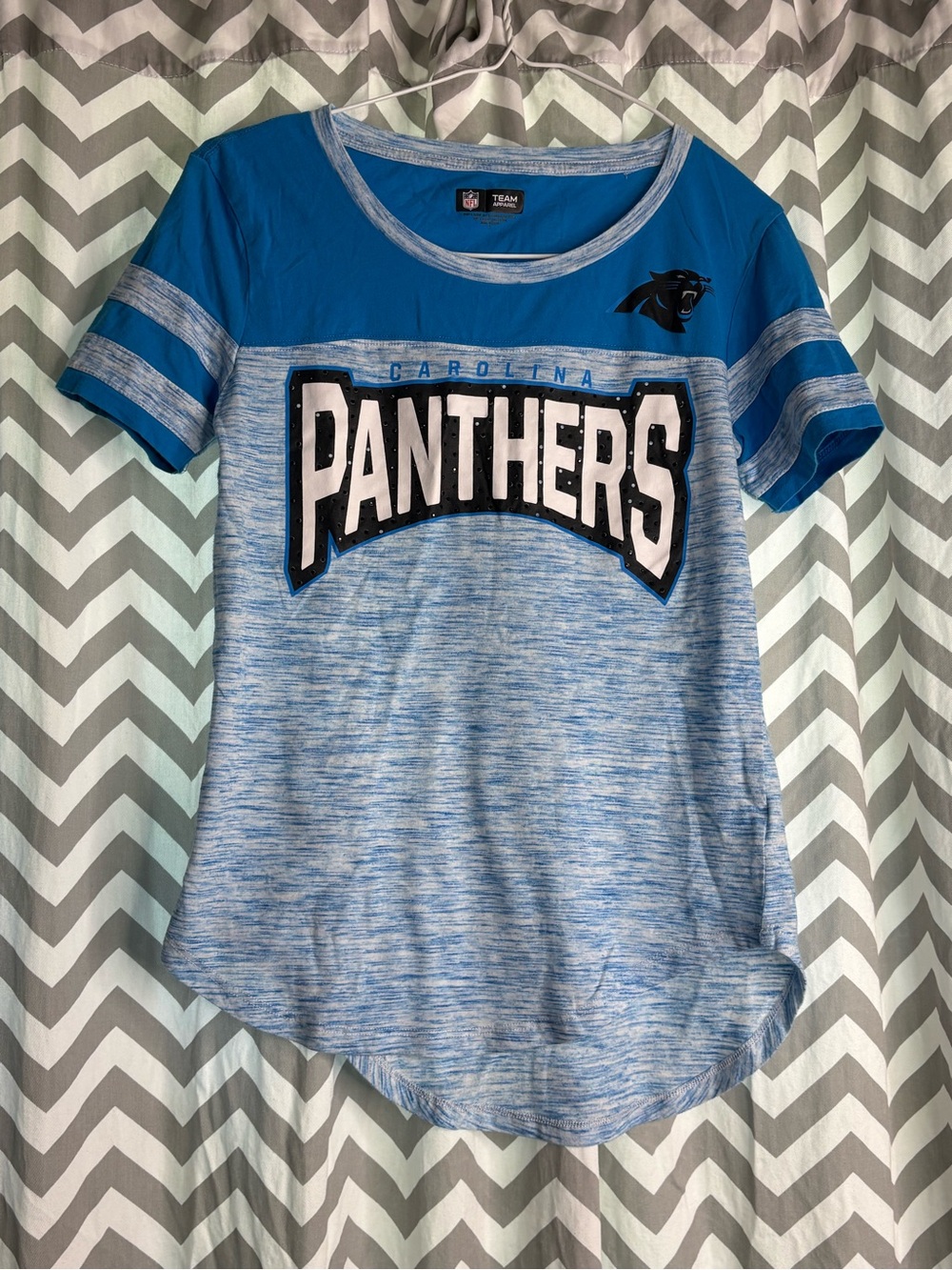 NFL Carolina Panthers women’s  Blue Heather Short Sleeve Tee